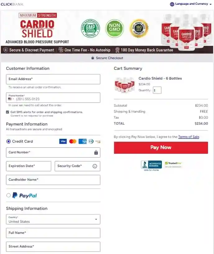 Cardio Shield Order Page